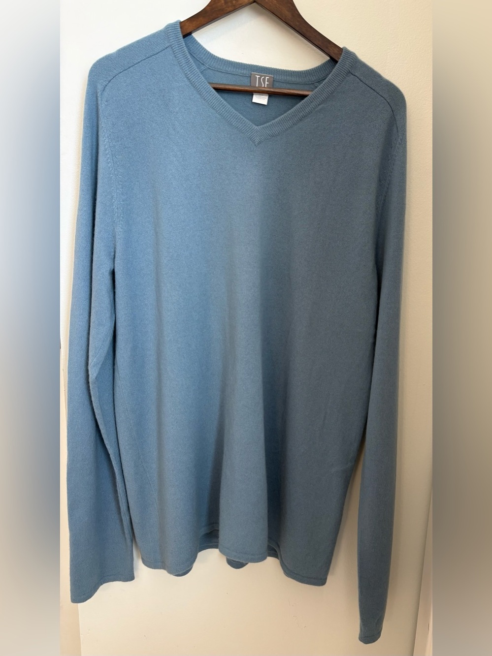 TSE 100% Pure Cashmere Men's V-Neck Sweater in Light Blue Sz:XXL